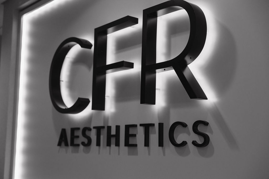 CFR Aesthetics front check in logo sign